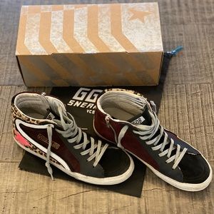 Golden Goose Leopard Print Slide Sneakers Size 38